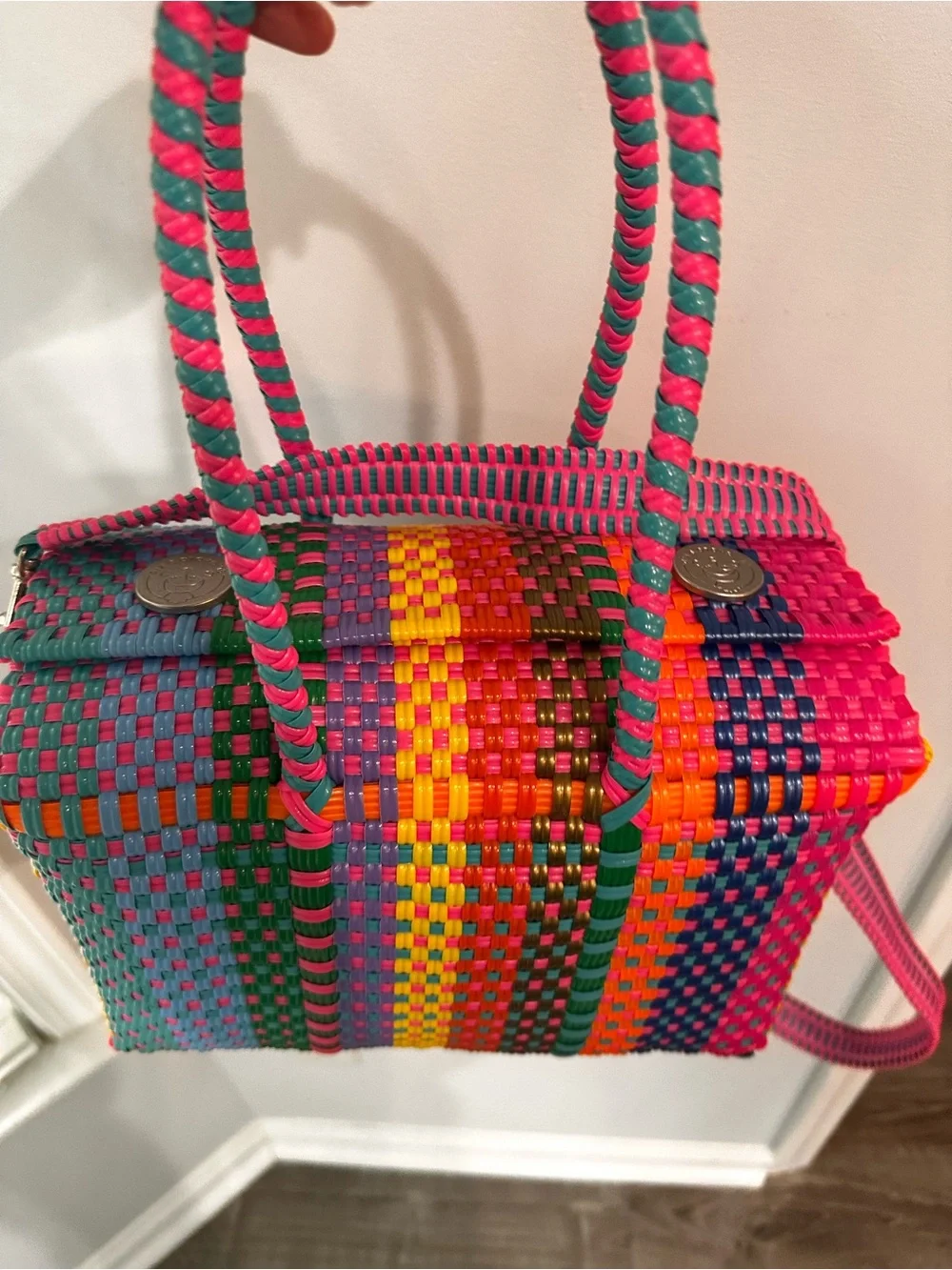El Cholo’s Kid Colorful Woven Tote Bag - Pink & Multicolor